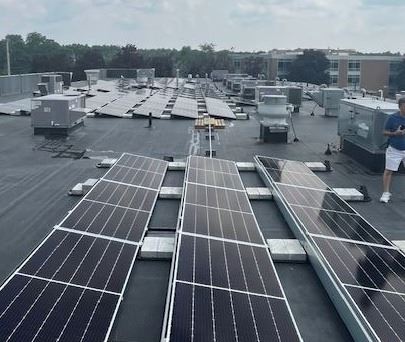 Photo of solar panels on a commercial building